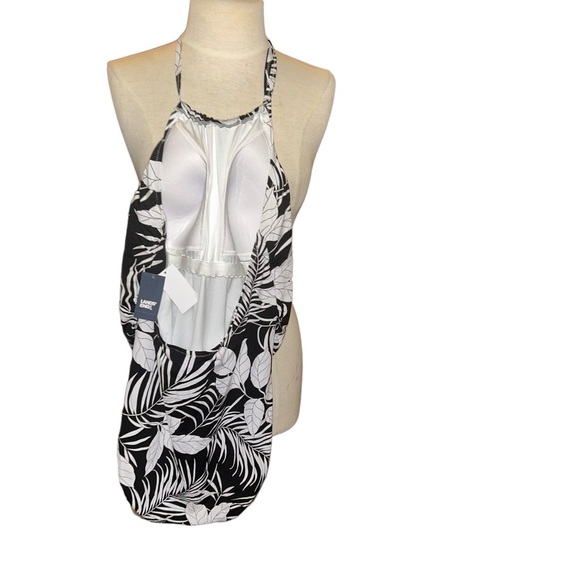 Lands end halter black white tropical palms  swimsuit plus size 14 one piece - Picture 3 of 4